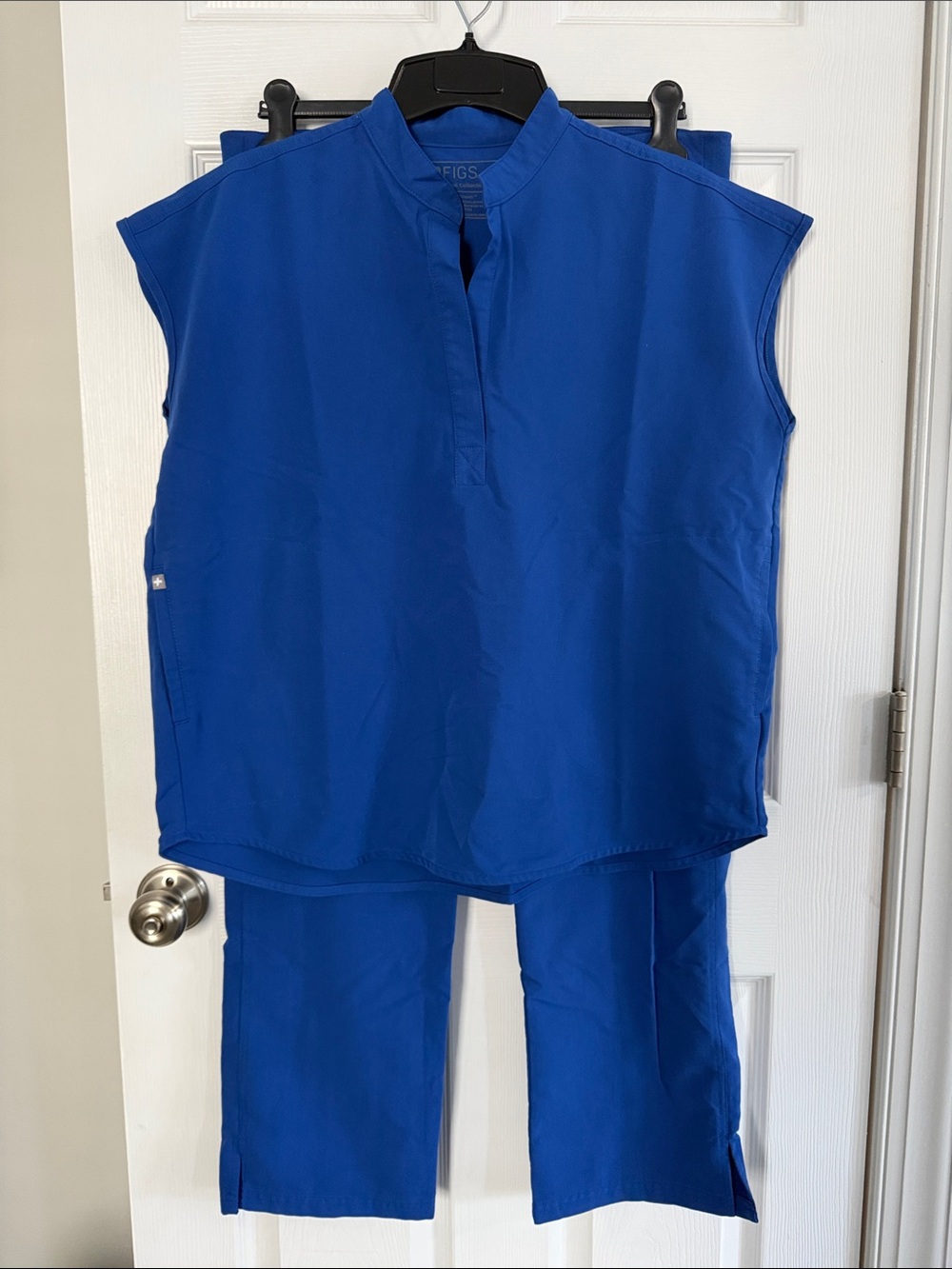 Figs Women's Rafaela Top and Kade Cargo Scrub Set - Winning Blue